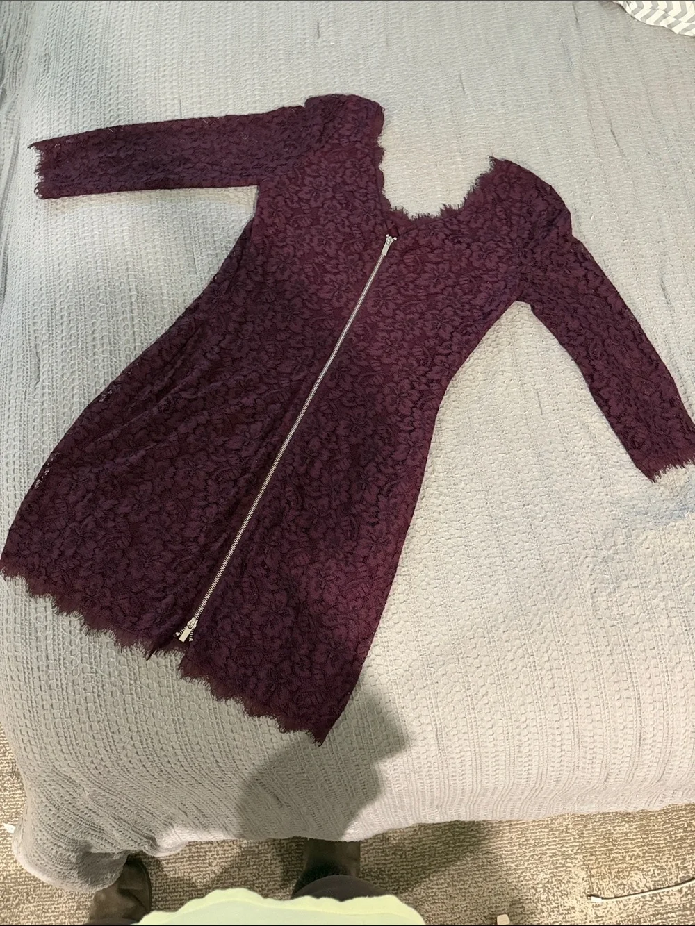 Diane Von Furstenberg Long-Sleeve Lace Dress - Burgundy